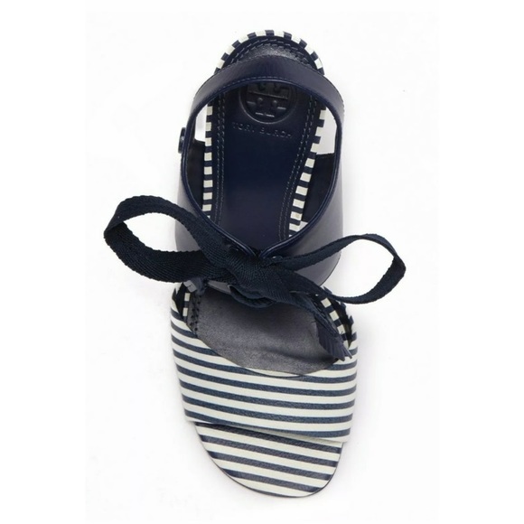 NWT Tory Burch Maritime Strip Wedge Sandals - Picture 5 of 7